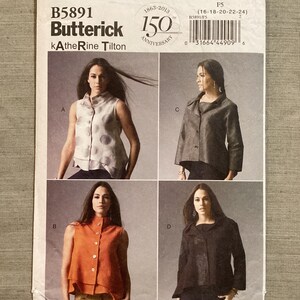 Katherine Tilton Designer deconstructed Vest & Jacket - Butterick Pattern 5891 - Plus Sizes 16-24