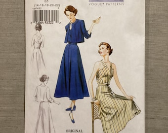 Patrón 8974 de vestido y chaqueta de verano de los años 40 de Vogue