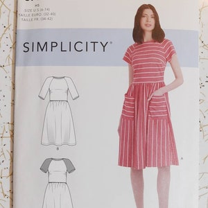 Simplicity Easy Dress Sewing Pattern 9136: manica raglan, gonna arricciata (taglie 6-14)