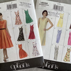 VOGUE PATTERNS Easy Options Dresses in 6 Styles - 8020 + 8068  Size 6-8-10