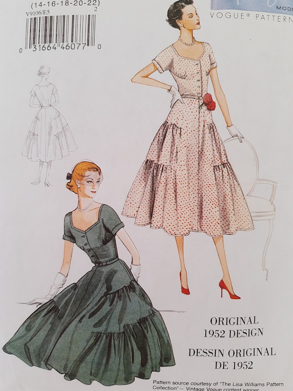 Kaliber verlies uzelf Smeren VINTAGE VOGUE MODEL jurk patroon 9106 origineel 1952 ontwerp - Etsy  Nederland