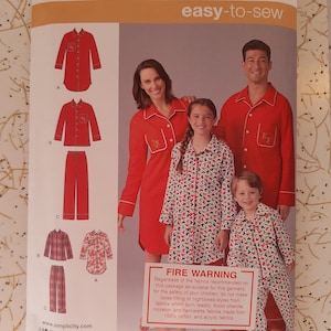 Schlichtes Familien Schlafshirt und Schlafanzug Schnittmuster 1504~ Kind Teen Erwachsene ~ Grösse XS-S-M-L-XL