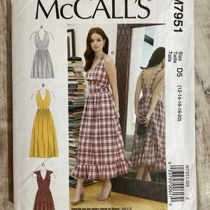 Retro Strappy Sundress Pattern ~ McCalls 7951 ~ Custom Cup Sizes A/b, C and D Size 4-12 or 12-20 Out-of-print