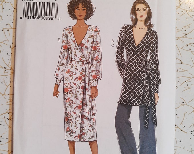 VERY EASY VOGUE Pattern Wrap Dress or Top With Gathered Sleeve - Etsy