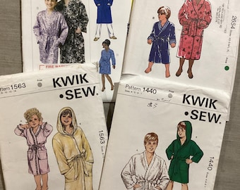 Kwik Sew Kids Robe Patterns - Boys Girls Dressing Gowns - Multi-Sized - prices vary