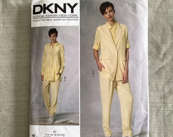 Patrón DKNY Vogue 1438: Traje camisero holgado - Talla 14-22