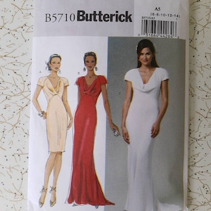 Cowl Neck Bias Dress Pattern in a 1930s Style ~ Wedding Bridal Bridesmaid Evening Cocktail ~ Butterick 5710 Size 6-14 or 14-22