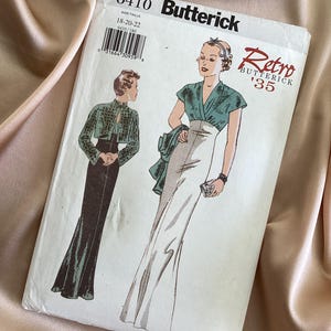 Rare 1930s Volup Evening & Bridal Dress Pattern with Bolero - Factory Folded Size 18-20-22 -Butterick 6410