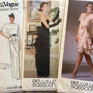 Größe 12 - Bellville Sassoon Vintage Vogue Designer Patterns 1275 1891 & 1402 Sz10