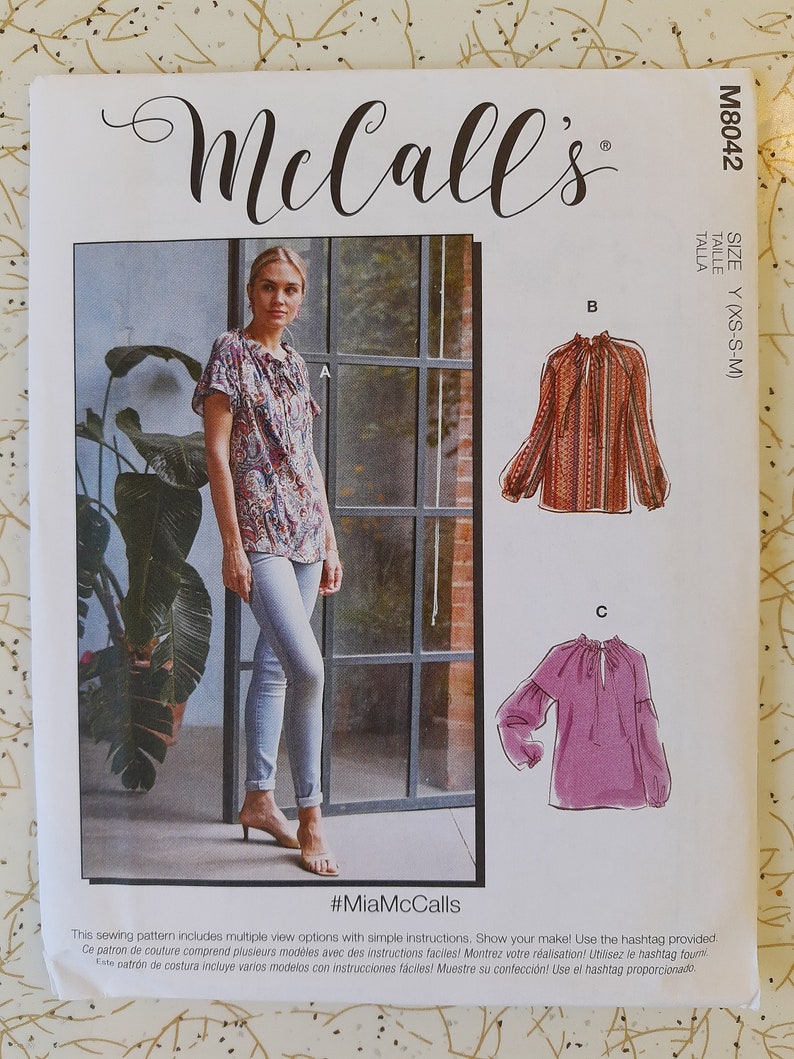 McCalls Peasant Blouse Pattern with Drawstring 8042 Size Etsy