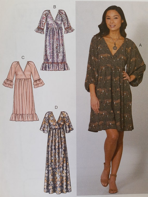 mccall's boho dress patterns McCall’s M7969 – Misses’ Pullover Dresses Sewing Pattern (Sizes XS–M, L–XXL) Suggested fabrics clid Black Tie Wedding Guest Model:Pleated Front