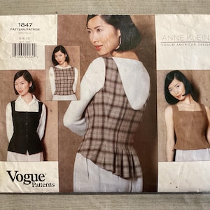 Anne Klein II Vogue Patterns 1847 - Vintage 90s Designer Bodice Top