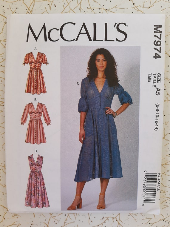 Mccalls Pattern Bohemian Style Dress With Midriff Gathered - Etsy