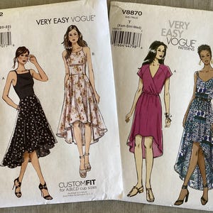 Very Easy Vogue Patterns 9252 & 8870 - Strappy Waterfall Hem Sundress ~ Custom Fit Cup or Blouson - All Size 6-22
