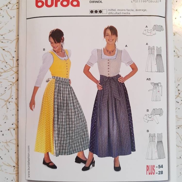 Burda Dirndl Dress Pattern~ Traditional Folk Costume~ 8448 Size 12-28