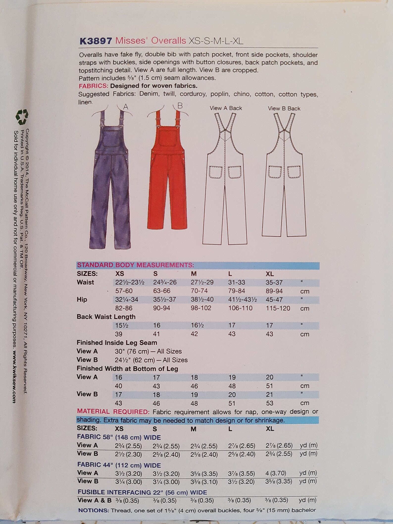 Kwik Sew Double Bib Overalls Pattern Vintage Denim Styling Etsy
