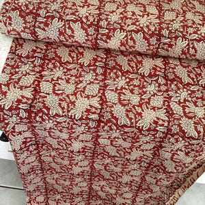 Indian Woodblock Print Cotton Voile Fabric - Antique Artisan Handmade - per 2 metres