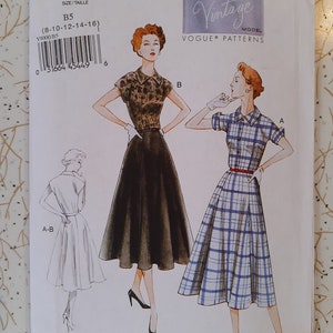 Vintage Vogue 1950s Shirtwaist Dress Pattern 9000 ~  1951 Size 8-16 or 16-24