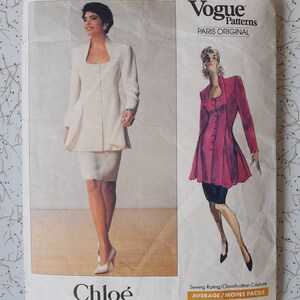 Garnitur Chloe 1989 ~ Oryginalny wzór Vintage Vogue Paris 2248 ~ Rozmiar 10