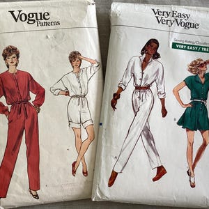 Patrones de monos vintage Vogue 7263 y 8629 ~ Tallas 12-14-16