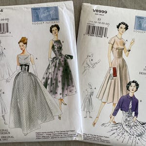 Vogue Vintage Model Patterns ~ Original 1950s Design Dresses - 8874 Size 6-22 & 8999 Size 14-22