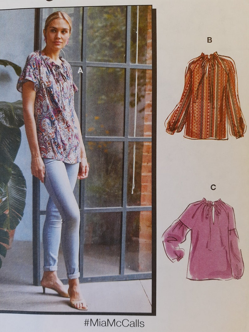 McCalls Peasant Blouse Pattern with Drawstring 8042 Size Etsy