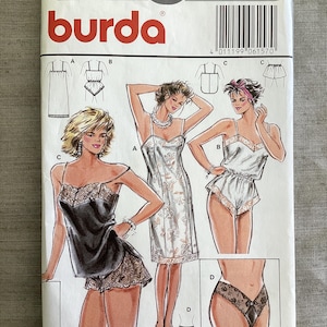 Burda Vintage Lingerie Sewing Pattern 6157 (Negligee, Camisole, Romper) Uncut Sizes