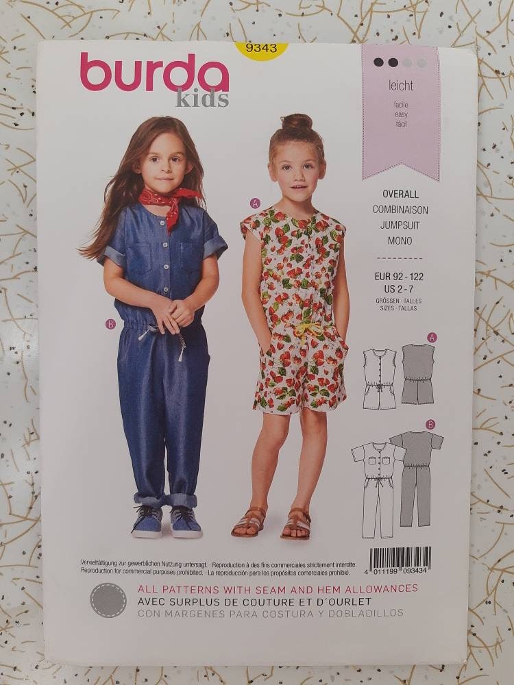 Size 1M Burda 9384 Cut Pattern-Body /& romper-Step closure Uncut Infant to Toddler Bodysuit and Jumpsuit Sewing Pattern 2