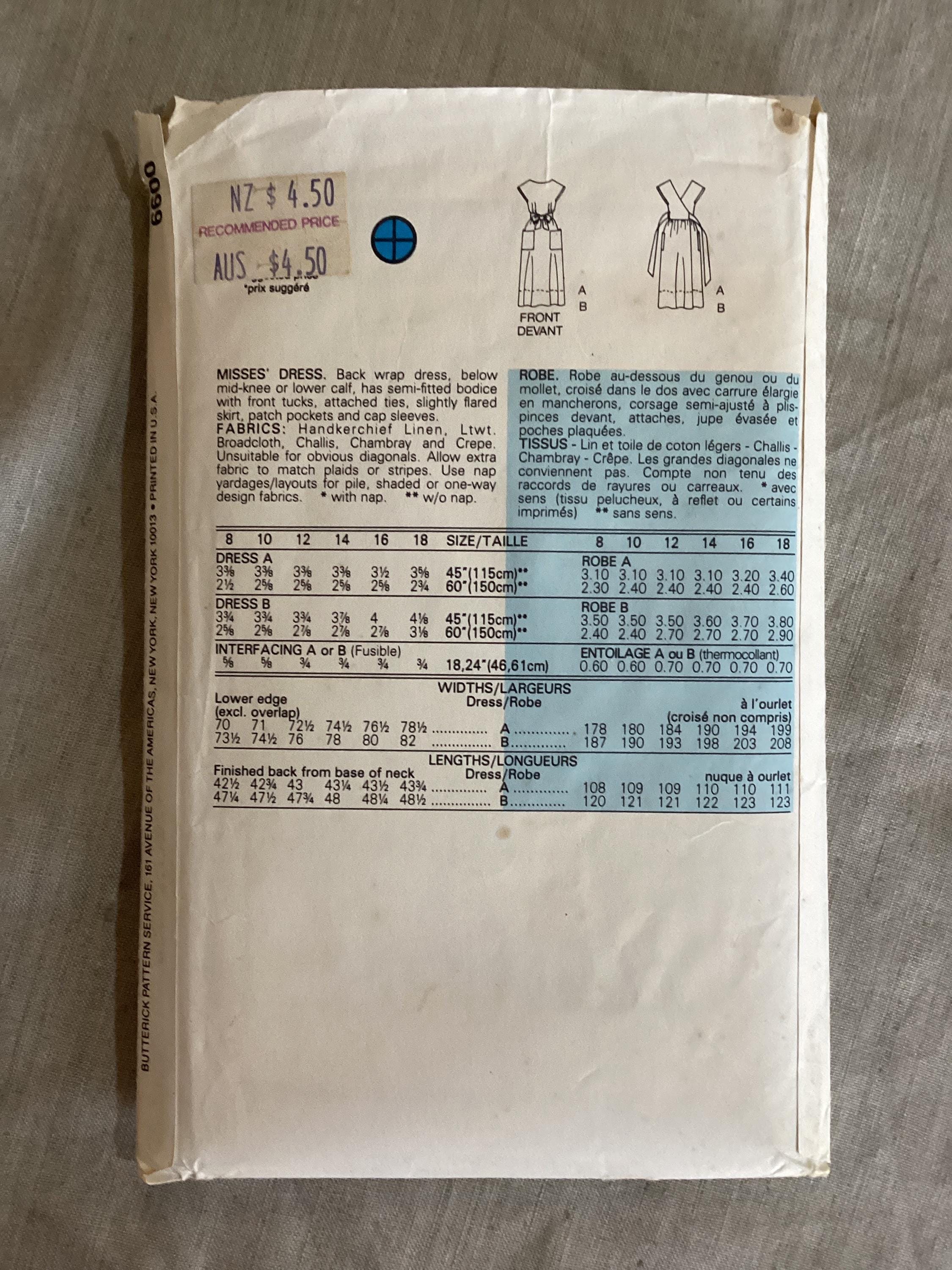 Wrapped Sundress Pattern Wrap Back Sundress Pattern - 1980s Original Vintage - Size 8-16 ...