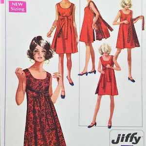 Vintage 1960s JIFFY Reversible Wrap Dress Sundress Pattern ~ Simplicity 1356 ~ Size 6-14 or 14-22