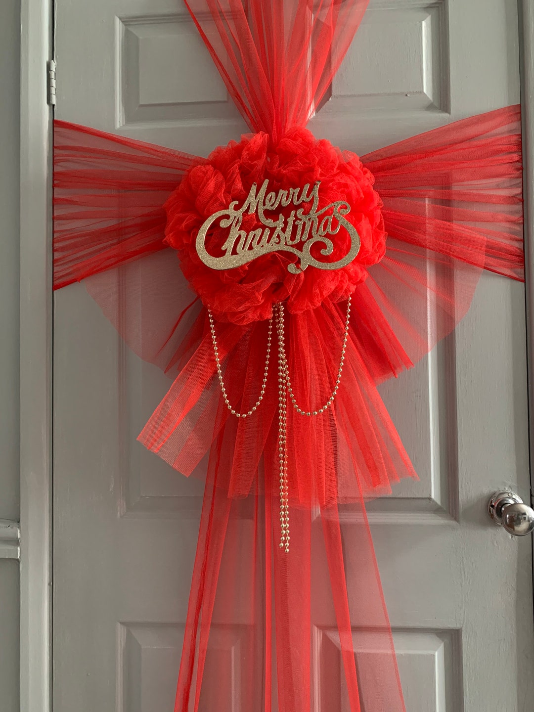 Readymade Deluxe Red Door Wreath Adorned With Sparkling Merry Etsy UK