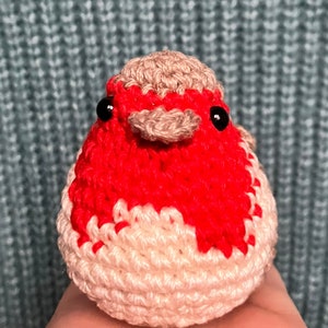 Handmade small crochet robin Christmas ornament