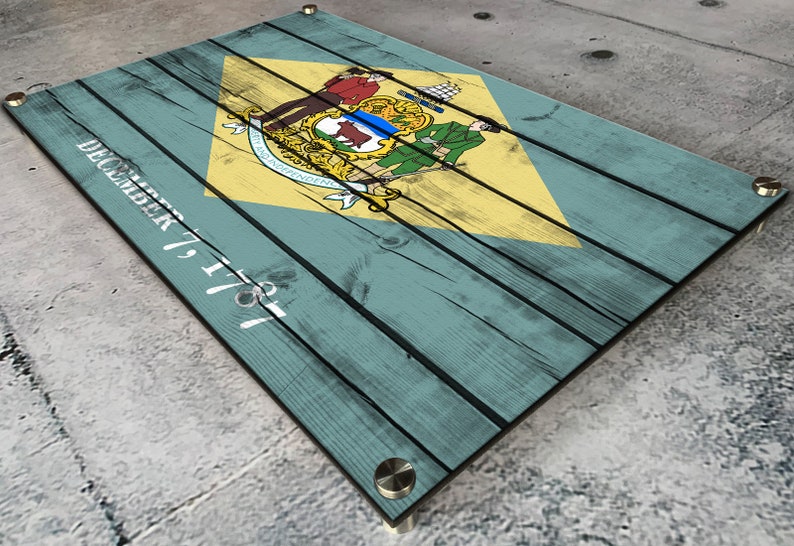 Delaware Wood Print Newark Dover Printed on 12 Wood Gallery Mounts State Flag Wilmington Pop Art Milford Wall Decor