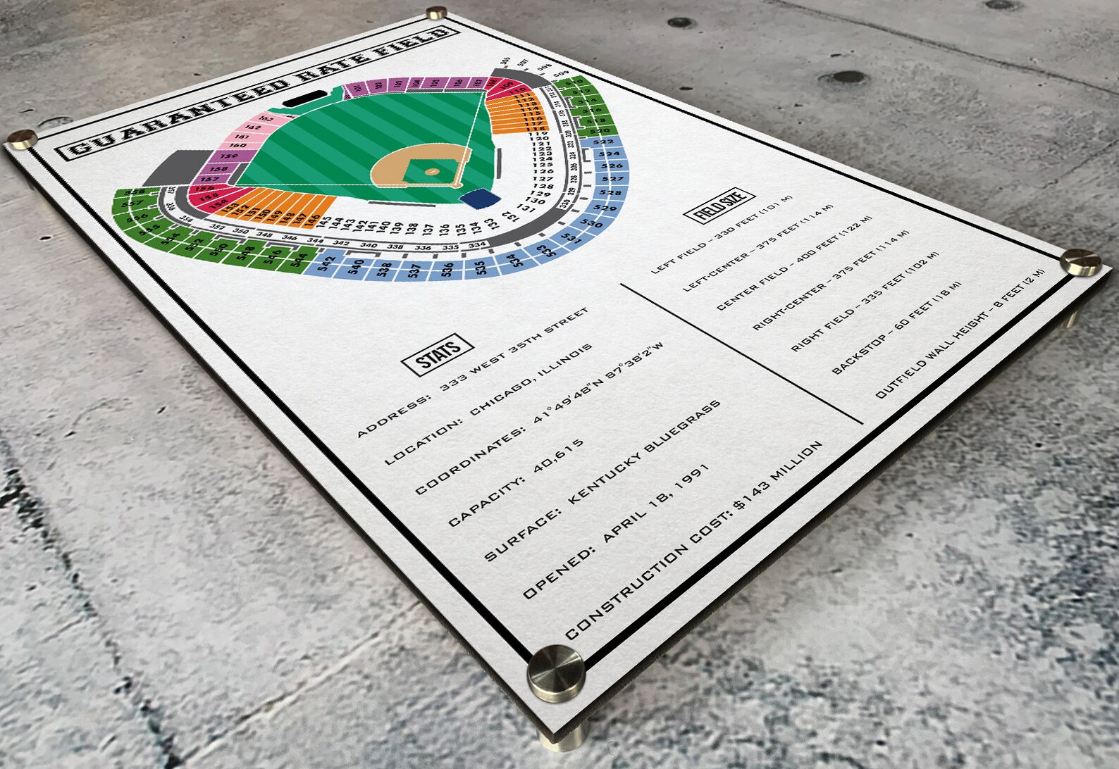 Guaranteed Rate Field Wood Print CWS Seat Map Seating Etsy