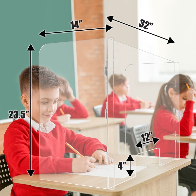 3 Sided School Desk Shield 32in Sneeze Guard Acrylic Etsy