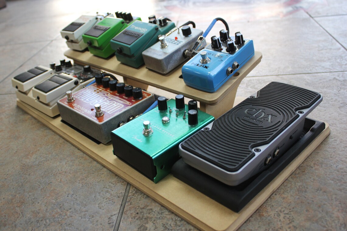 Guitar Effects Pedalboard 2Tier Platform Wood Stand Fits Etsy