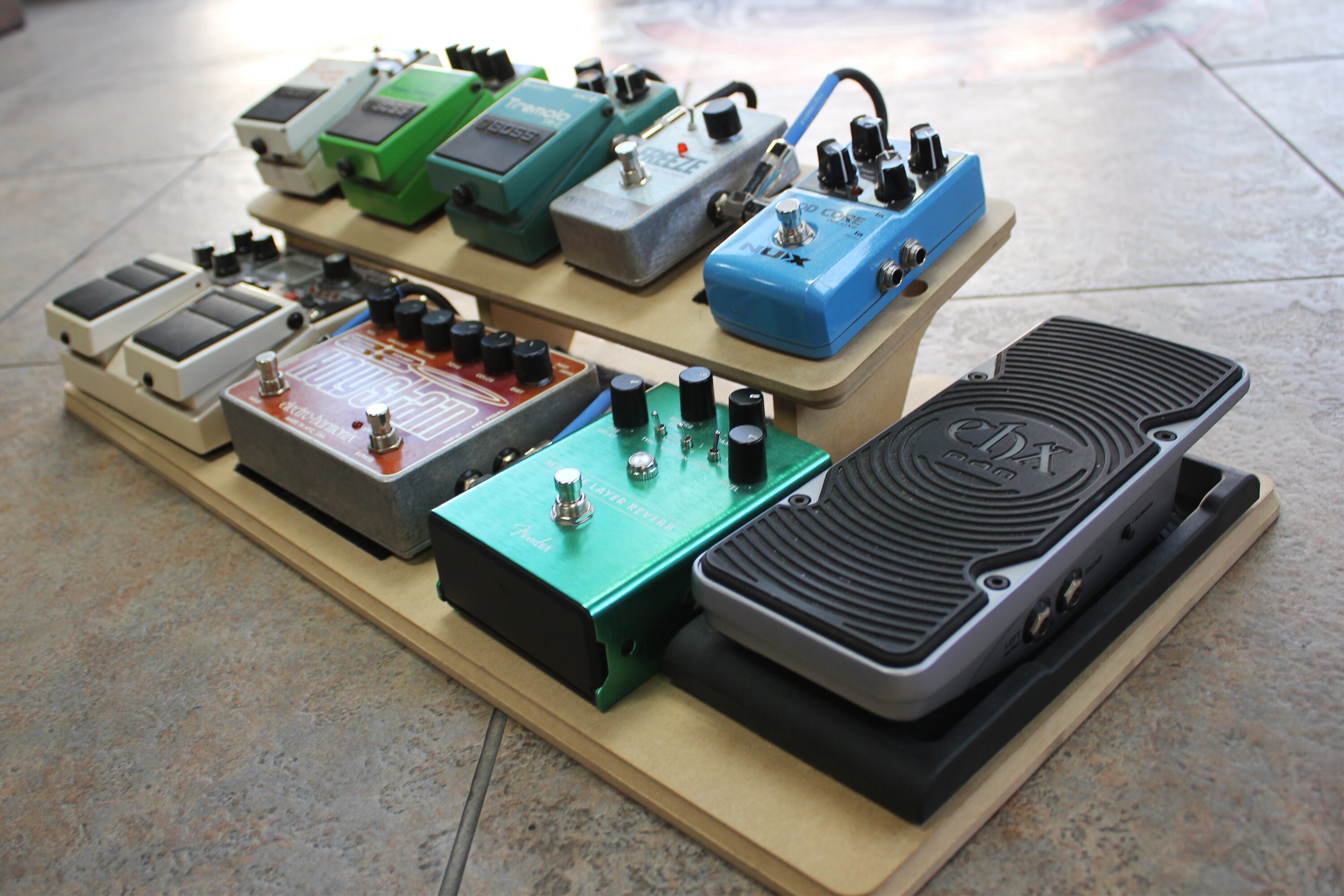 Guitar Effects Pedalboard 2Tier Platform Wood Stand Fits Etsy