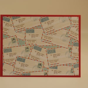 Handmade greeting card / note card with letters to Santa design. A2 size with envelopes.