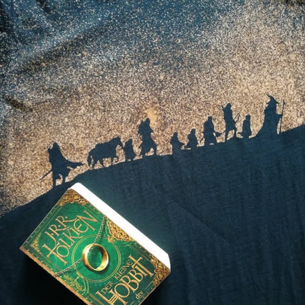 The Lord of The Rings Silhouette Bleached T-shirt - Fellowship of the Ring - is great gift for fantasy books or movie lover friend