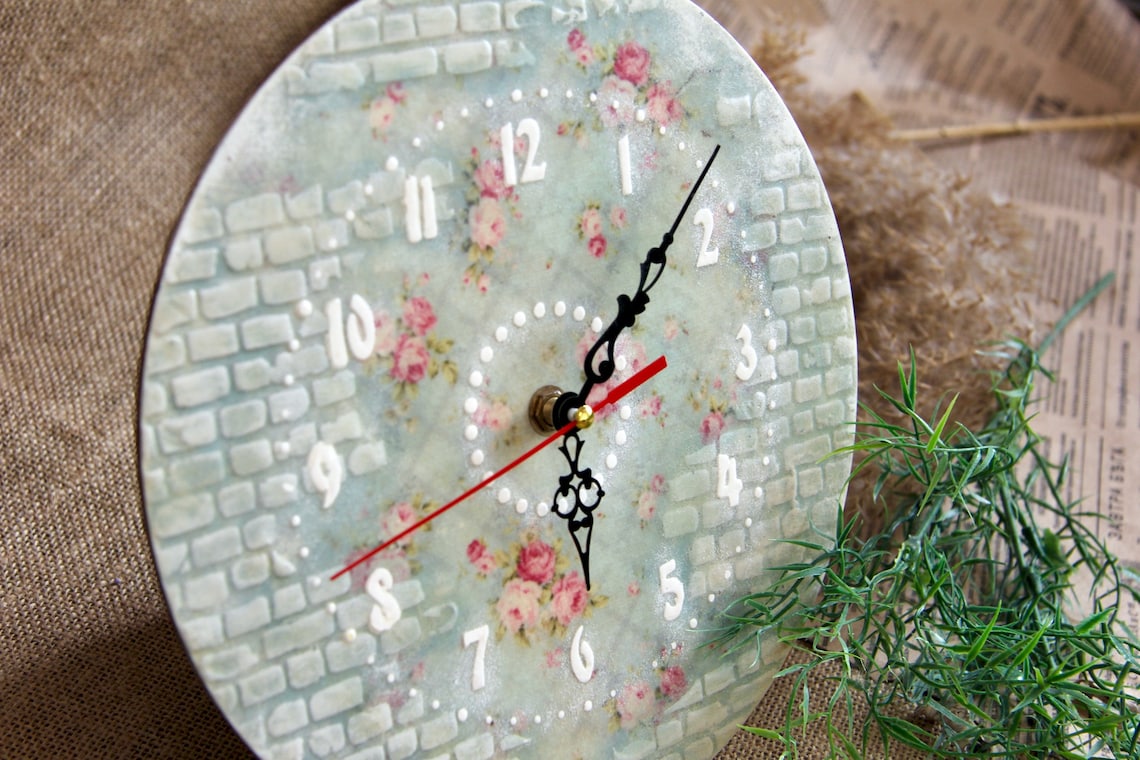 Farmhouse wall clock. Wooden wall clock. Kitchen decor. Etsy