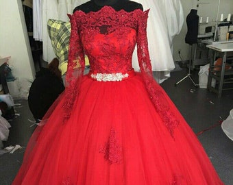 Red Wedding Dress with Sash