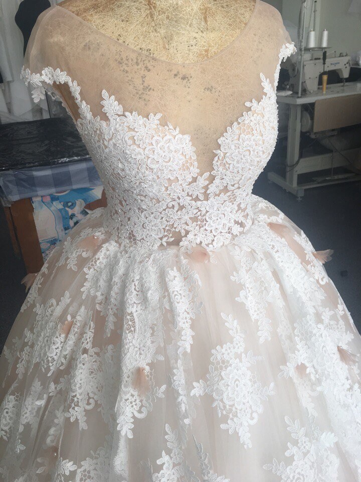 Lace Wedding Dress Long Trail Wedding Dress Classic Bridal | Etsy