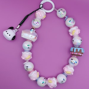 Puppy Themed Charm Phone Strap (Wire) with Bell Charm