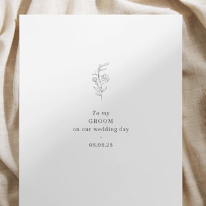 To My Bride / Groom On Our Wedding Day Card, Modern Minimal Wedding Day Card, Custom To My Husband Wife Wedding Day A6 Card and Envelope