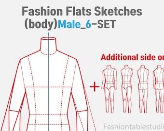 Male Fashion Flats Templates - Additional Side View Included