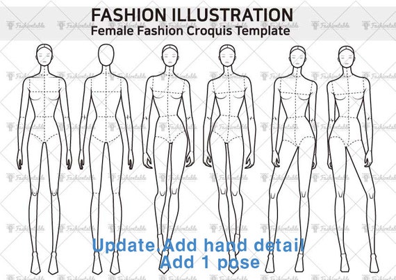 Female Fashion Croquis Template 10 Head 8 Pose Etsy
