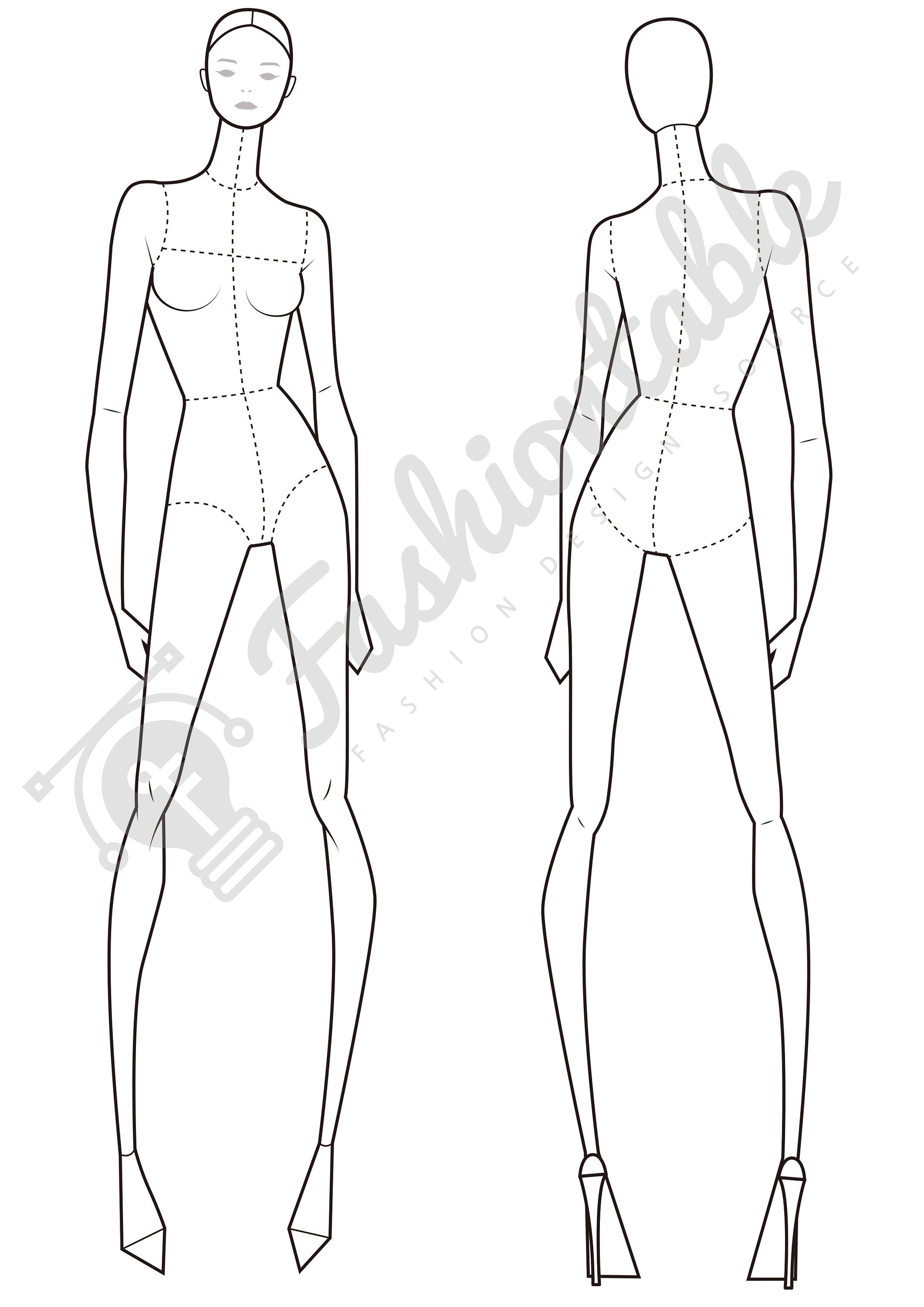 Female Fashion Croquis Template Etsy Female Fashion Croquis Template Etsy