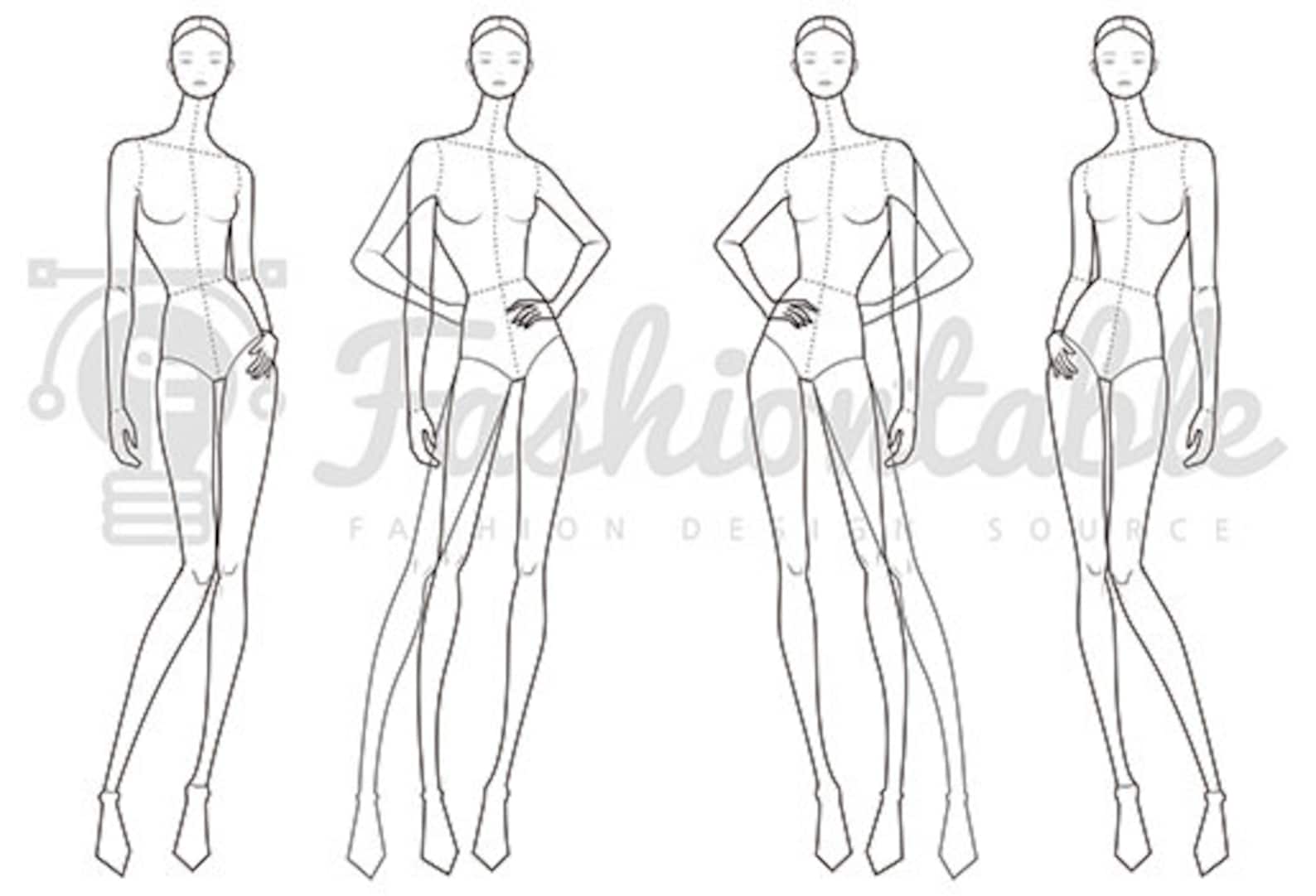 Female Fashion Croquis Template Etsy