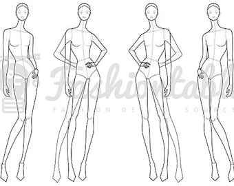 Female Fashion Figure Template Fashion Croquis 5 - Etsy