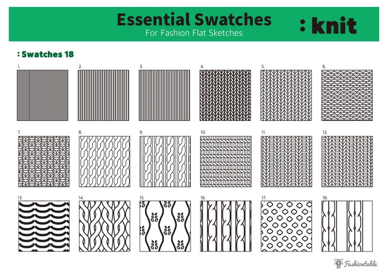 AI-Knitwear Design Tools: 45 Brushes & 18 Swatches for Adobe Illustrator Fashion Sketches image 2